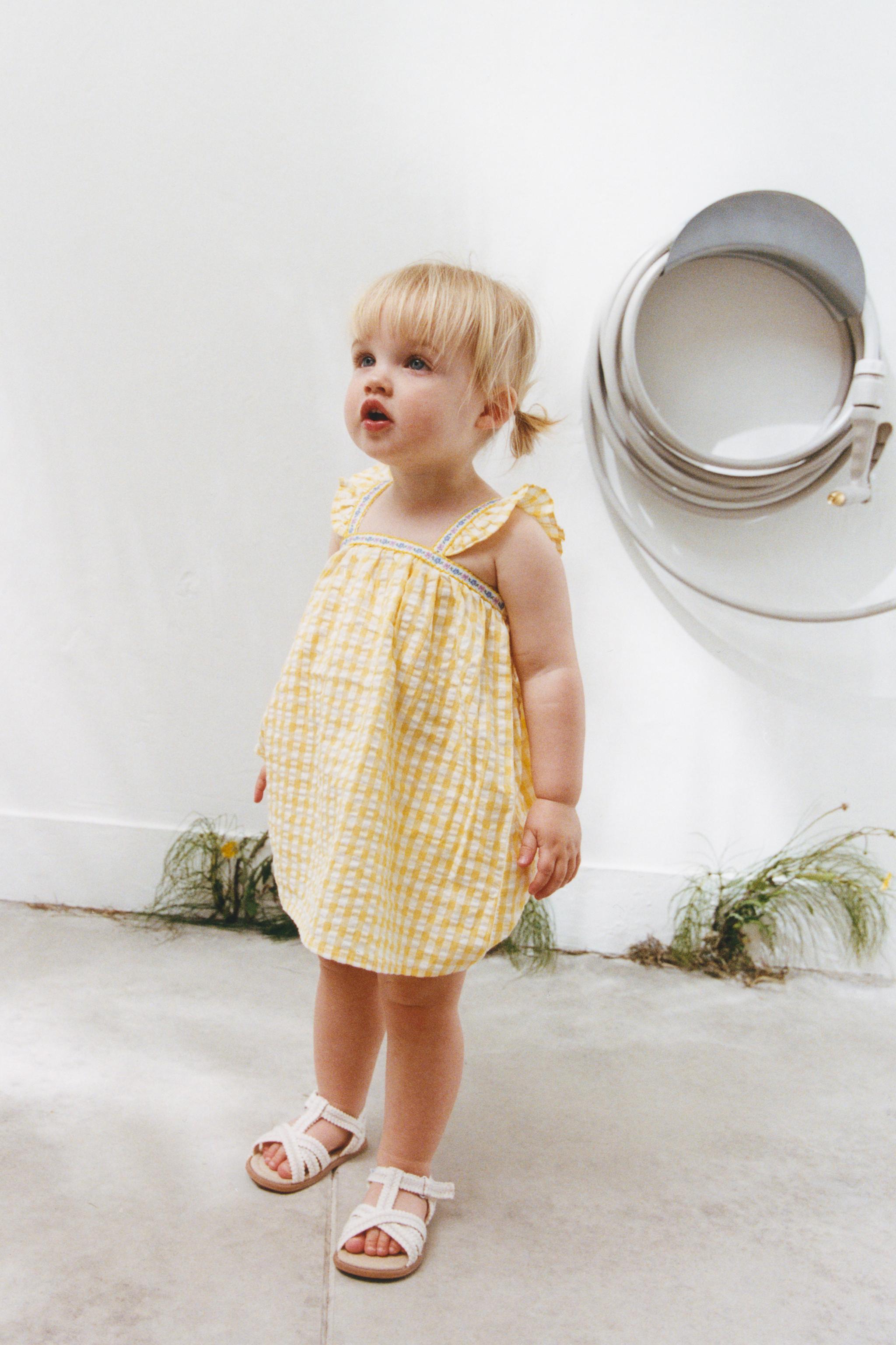 GINGHAM FLORAL DRESS AND PANTIES
